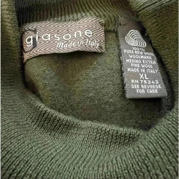 Guidon’s Merino Wool Made in Italy Men’s Olive Green Mock neck Sweater - Picture 3 of 6